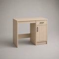Schreibtisch mit Schublade und Schrankfach aus melaminbeschichteter Spanplatte, helle Eiche, 100 × 50 × 75 cm