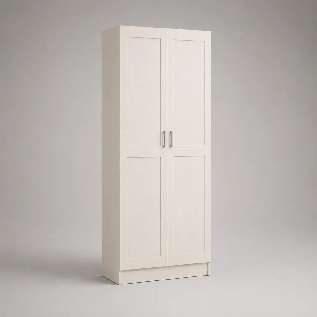 Kleiderschrank mit 2 Drehtüren aus MDF und Spanplatte, Weiß, 80 × 50 × 190 cm