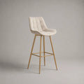 Barhocker mit Rückenlehne, Polyester-Samt und Stahlgestell, Creme/Gold, 48 × 52 × 99 cm, Sitzhöhe 65 cm
